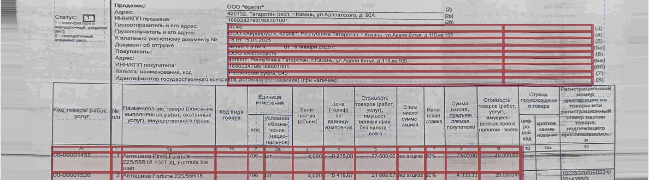 Шапка таблицы и правый край крупным планом